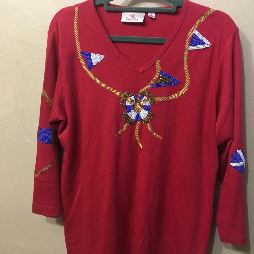 *3 for $20* Quacker Factory Nautical Beaded Tee